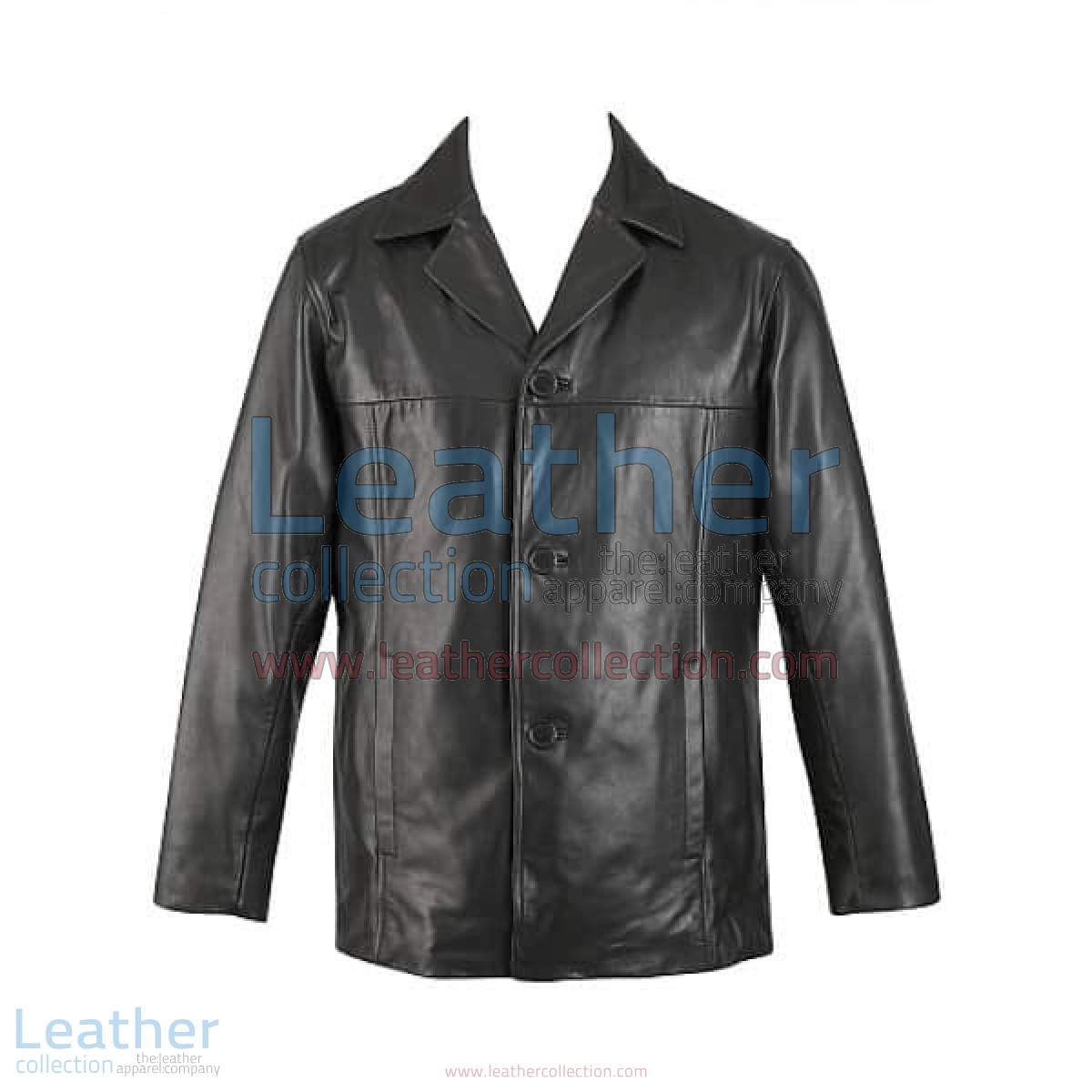 3 Button Mens Leather Blazer