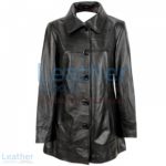 6 Button Leather Coat | button coat