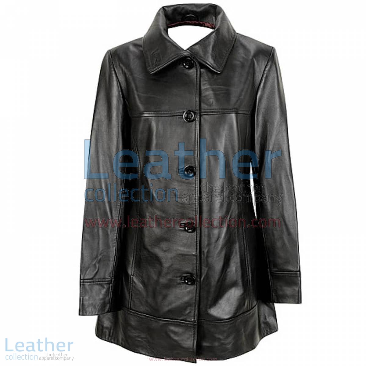 6 Button Leather Coat