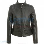 Band Collar Leather Motorcycle Jacket | band collar jacket