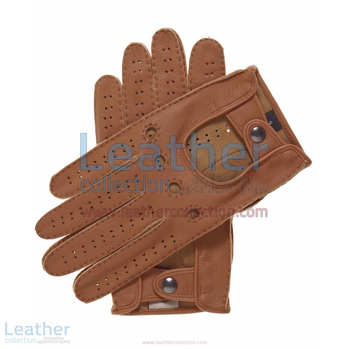 Beige Mens Driving Leather Gloves