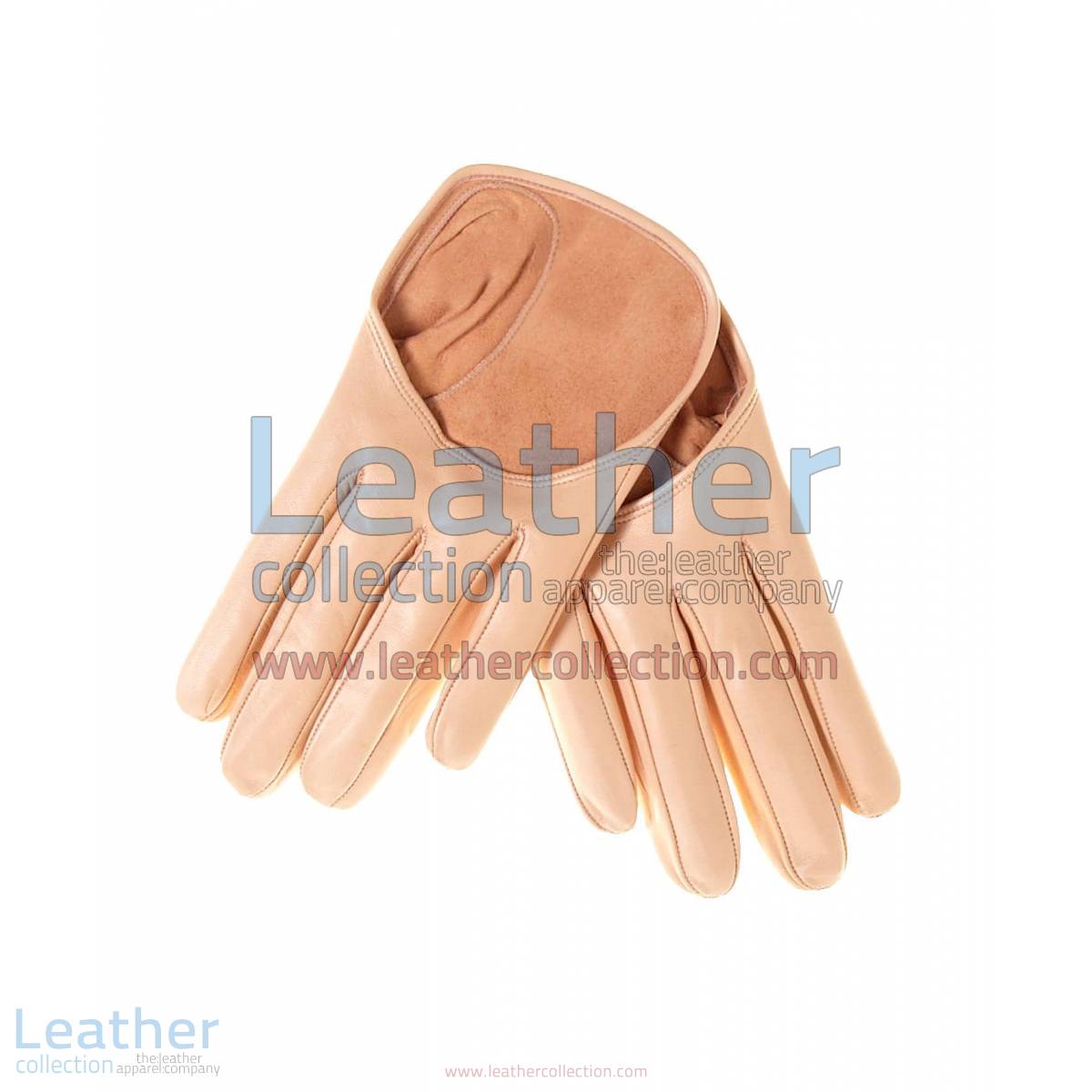 Beige Short Fashion Leather Gloves
