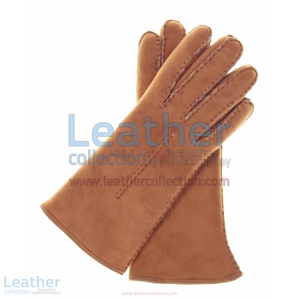 Beige Suede Lamb Shearling Gloves Womens
