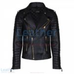 Biker Mens Quilted Leather Jacket with Golden Hardware | mens quilted leather jacket