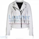 Biker White Leather Quilted Jacket Women | quilted jacket women