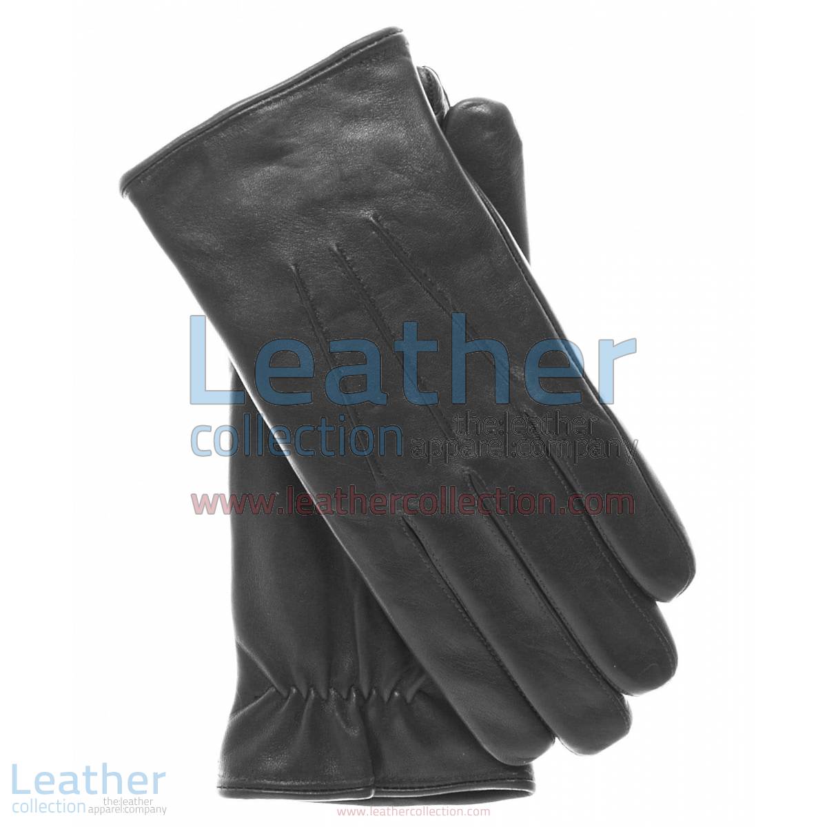 Black Lambskin Winter Leather Gloves