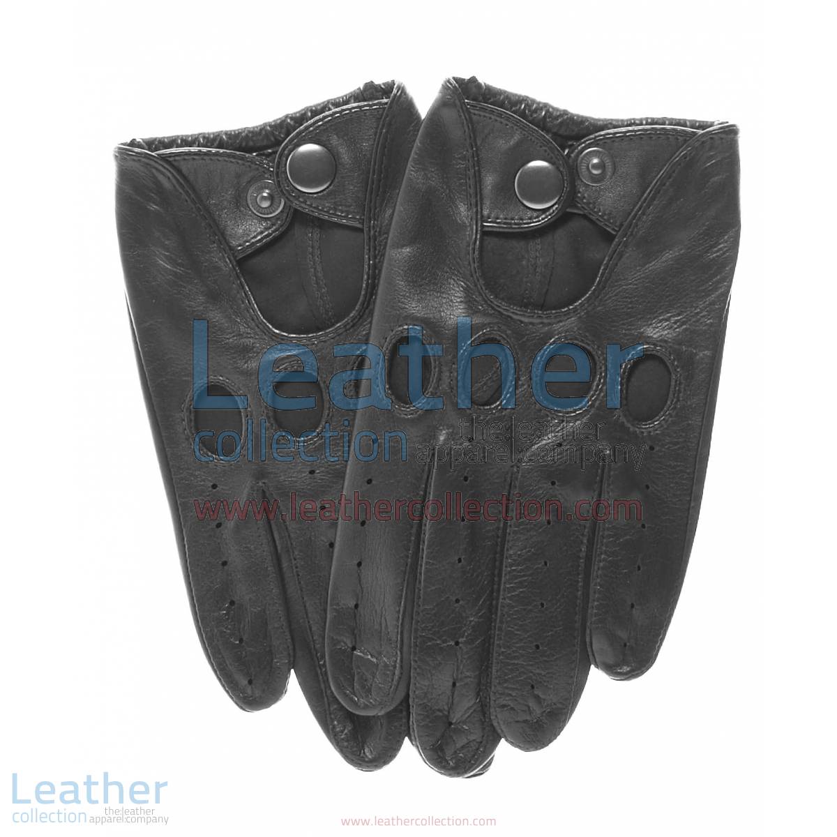 Black Leather Fashion Driving Gloves
