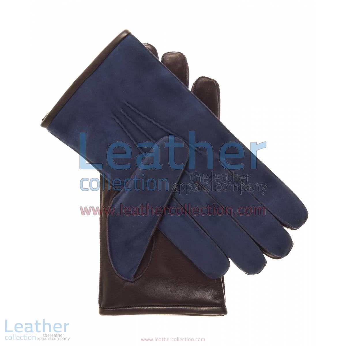 Blue Suede and Lambskin Gloves