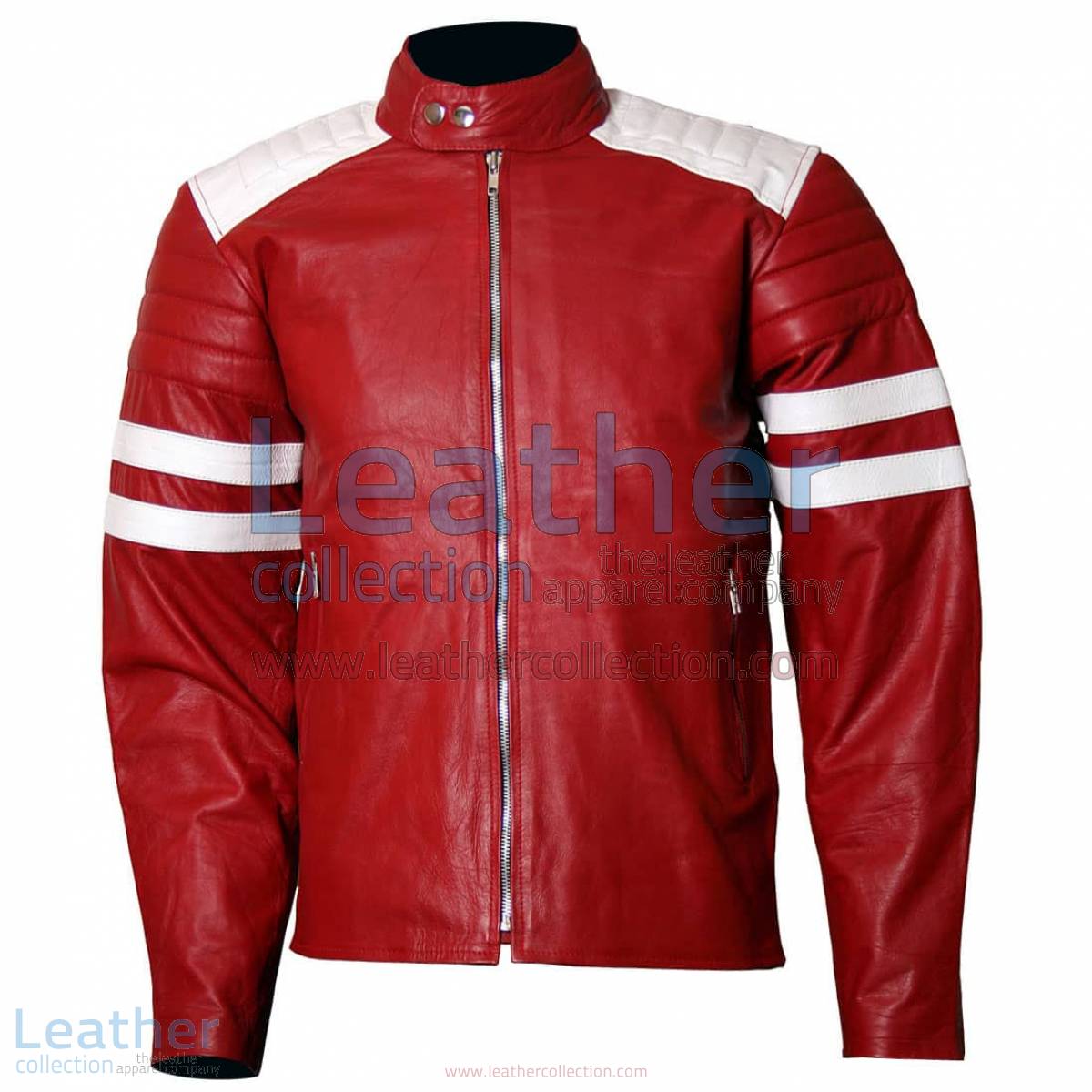 Brad Pitt Fight Club Red Leather Jacket