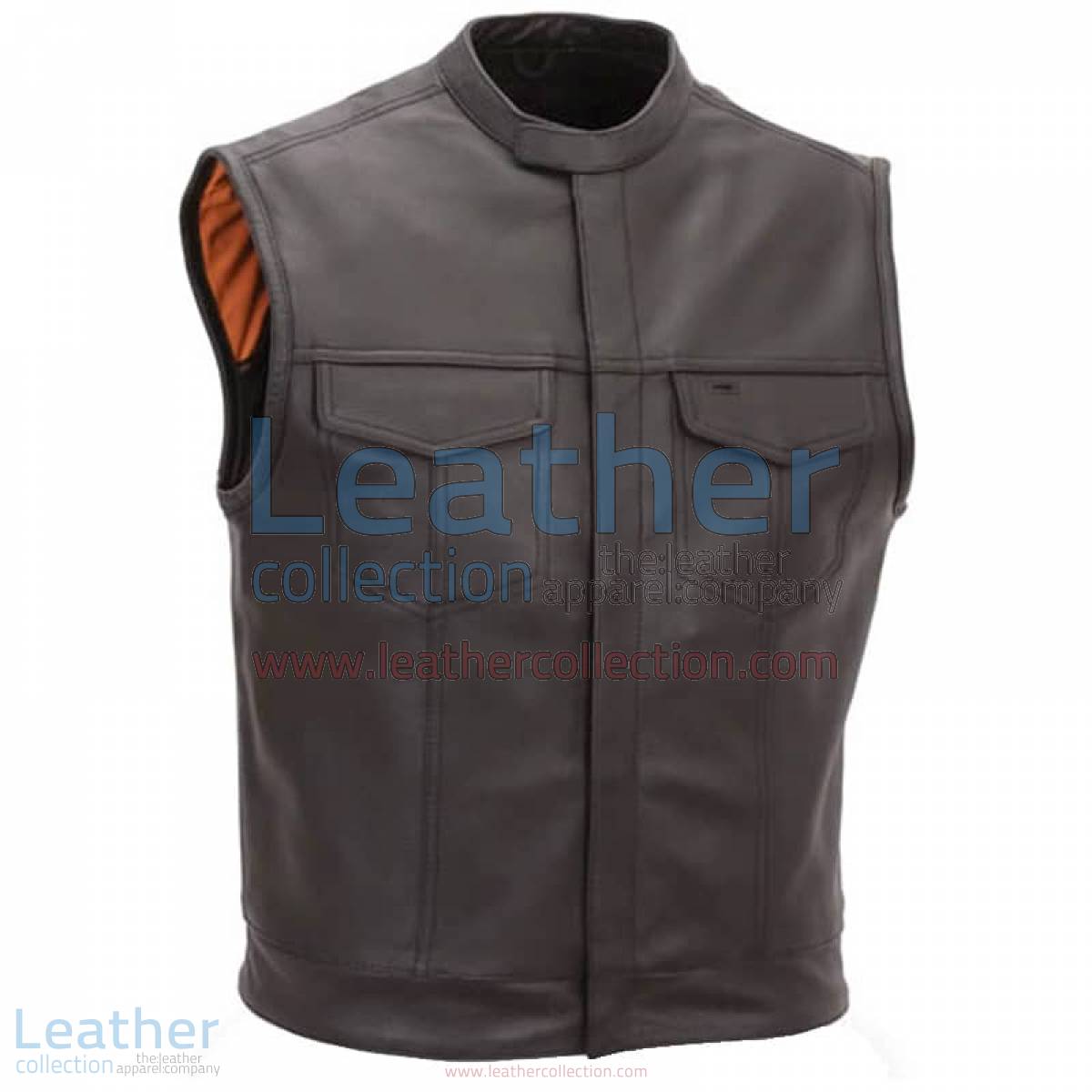 Brown Motorcycle Vest with Scooter Collar