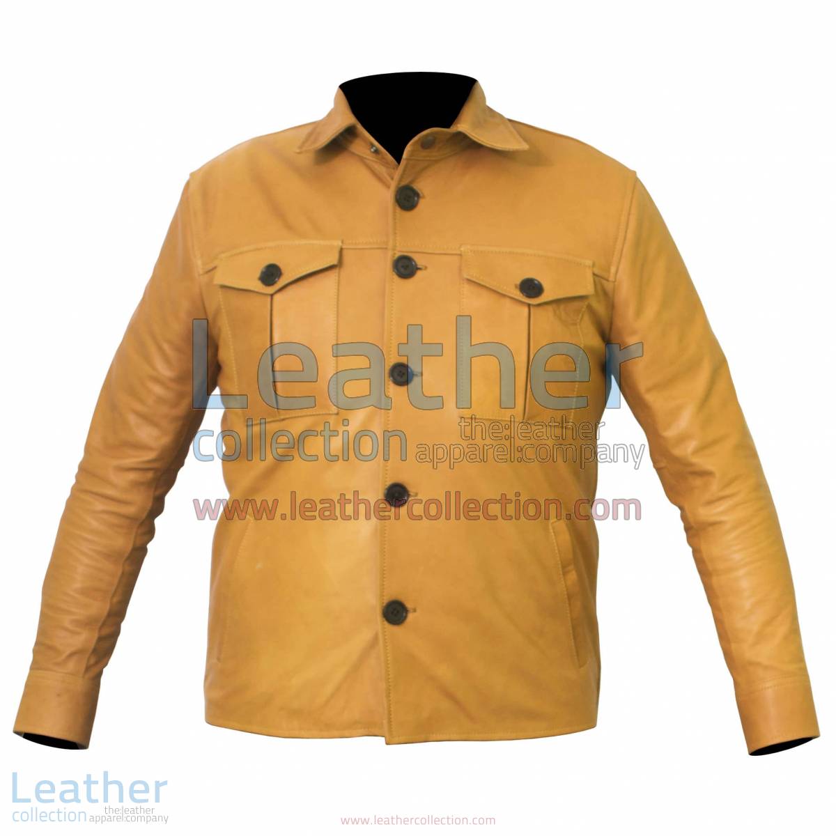Buttoned Front Lamb Skin Shirt Style Jacket