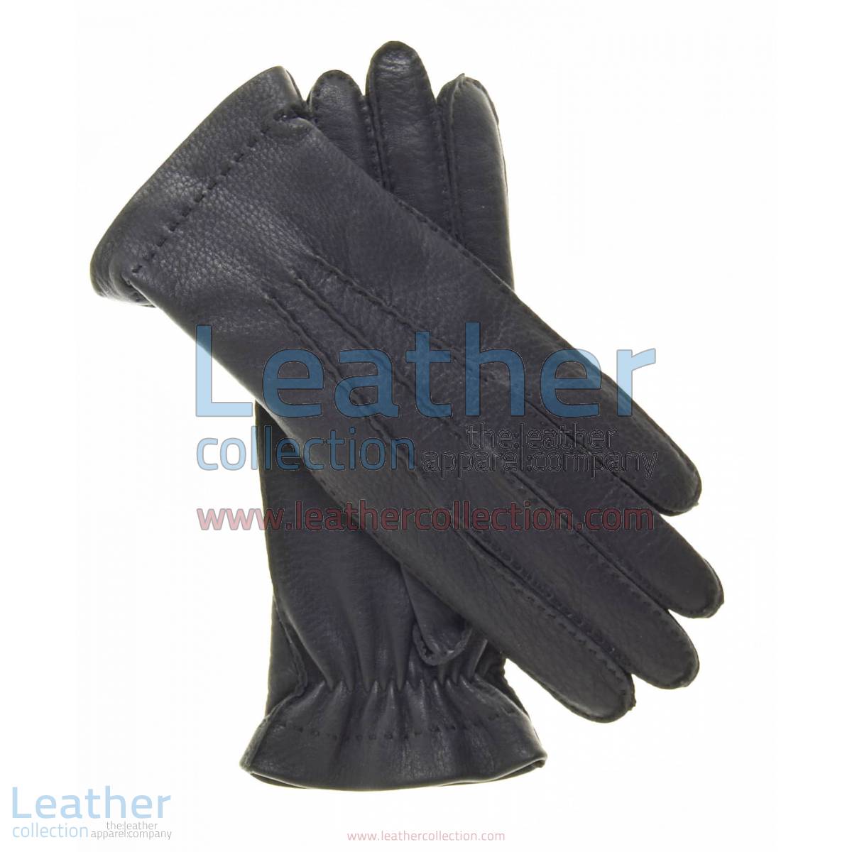 Cashmere Wool Lined Black Leather Gloves