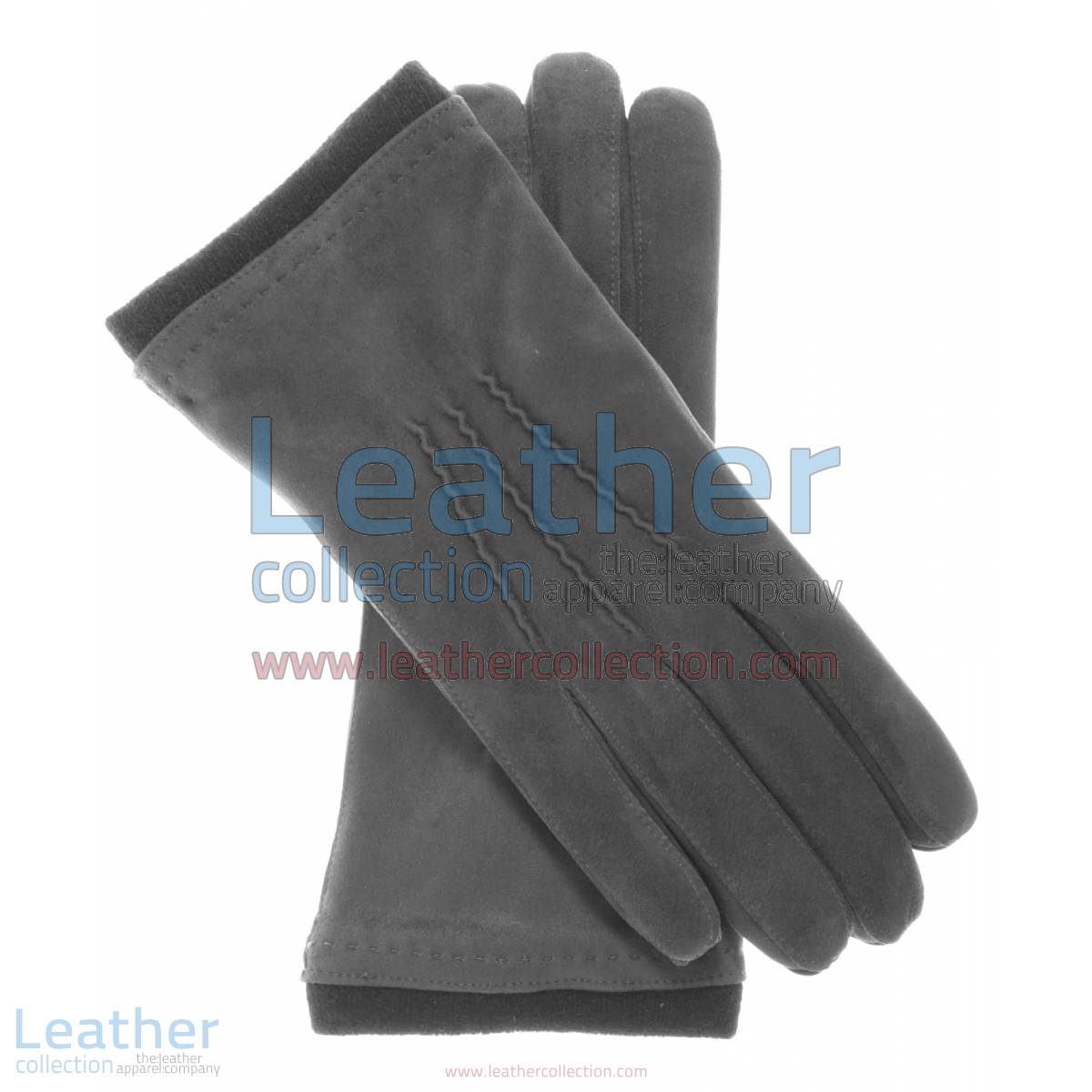 Cashmere Wool Lined Grey Suede Gloves