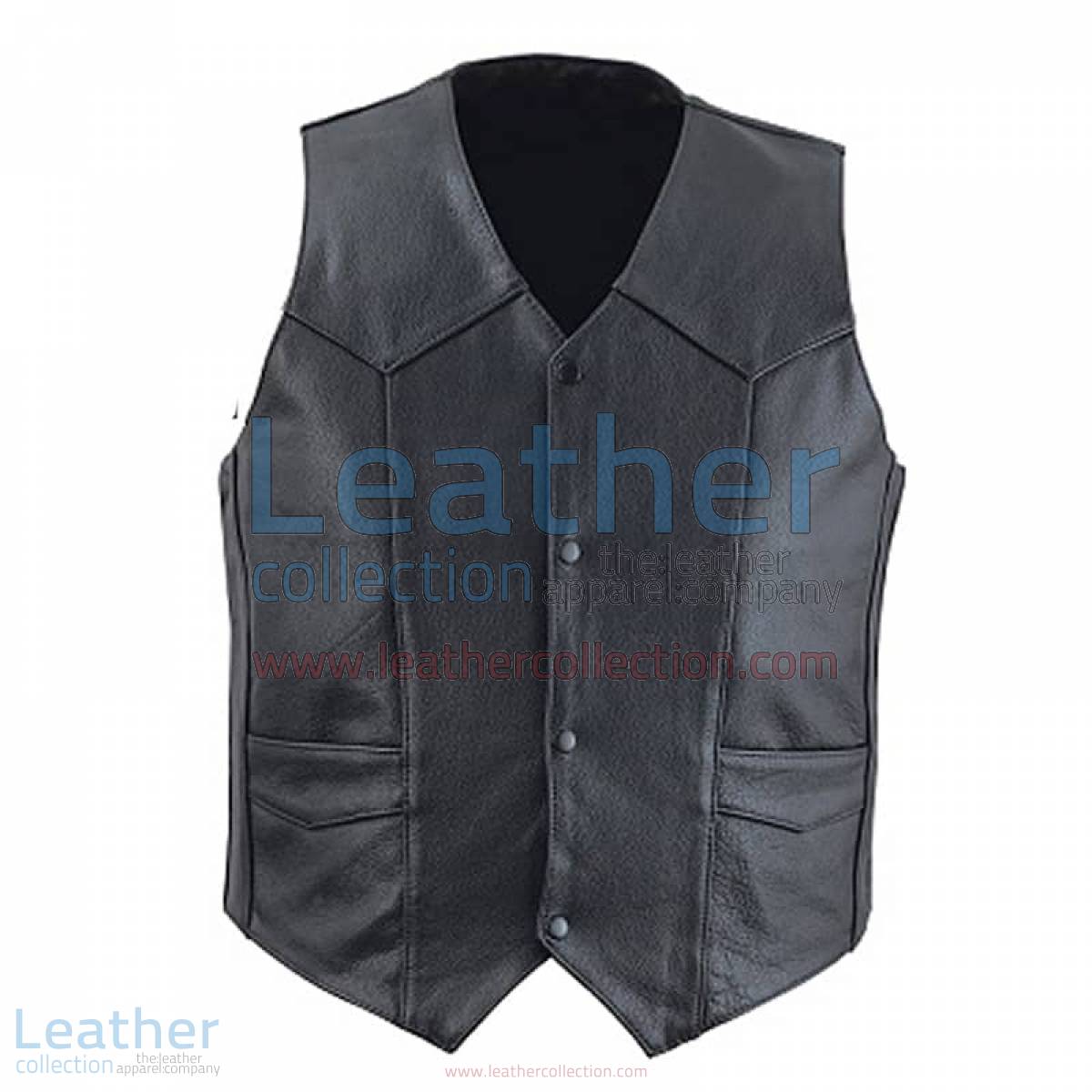 Classic Black Leather Vest for Men