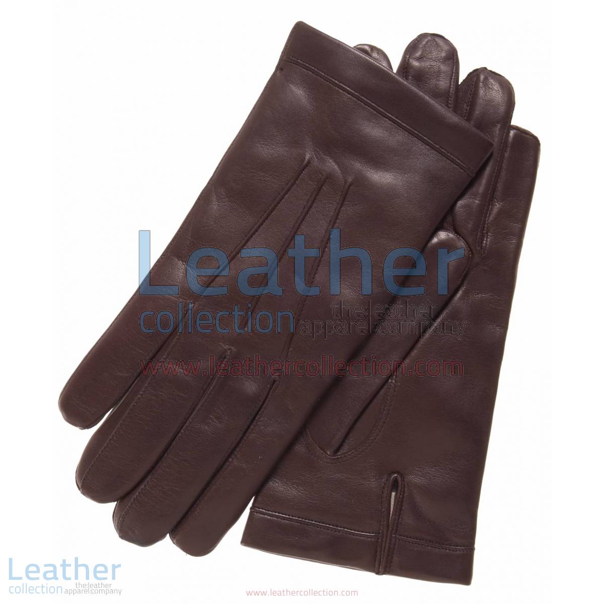 Classic Brown Cashmere Lined Fashion Gloves