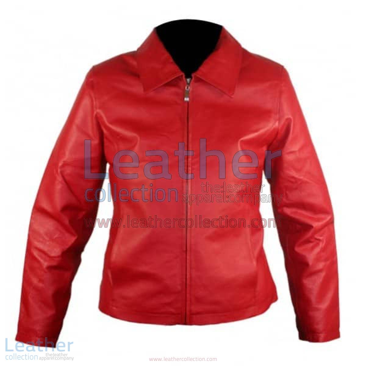 Classic Ladies Red Leather Jacket