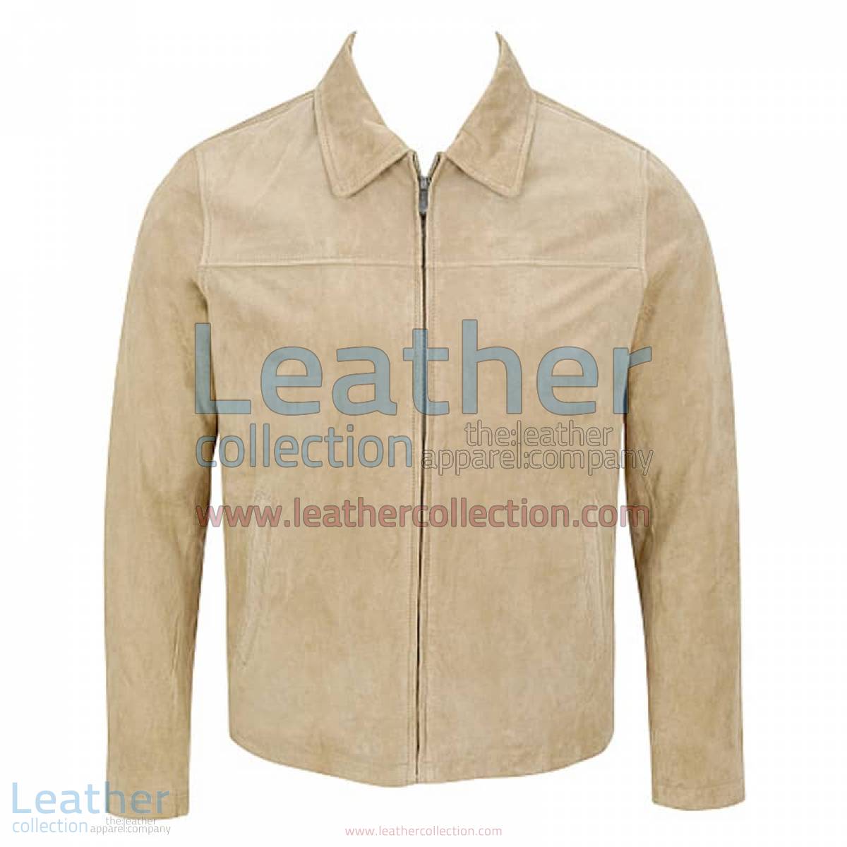 Classic Mens Suede Jacket with Shirt Collar