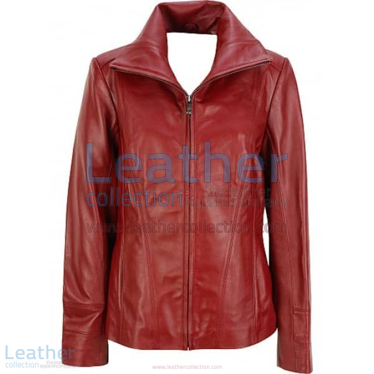 Dark Red Leather Fashion Jacket