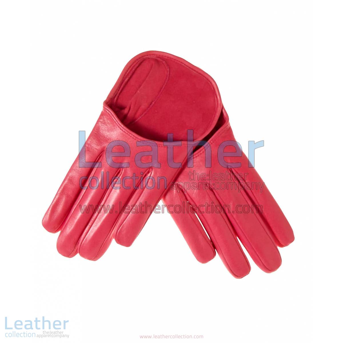Fashion Short Pink Leather Gloves