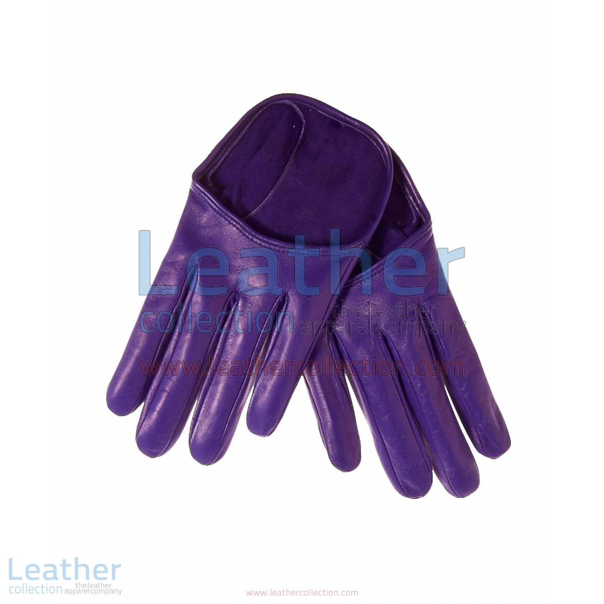 Fashion Short Purple Leather Gloves