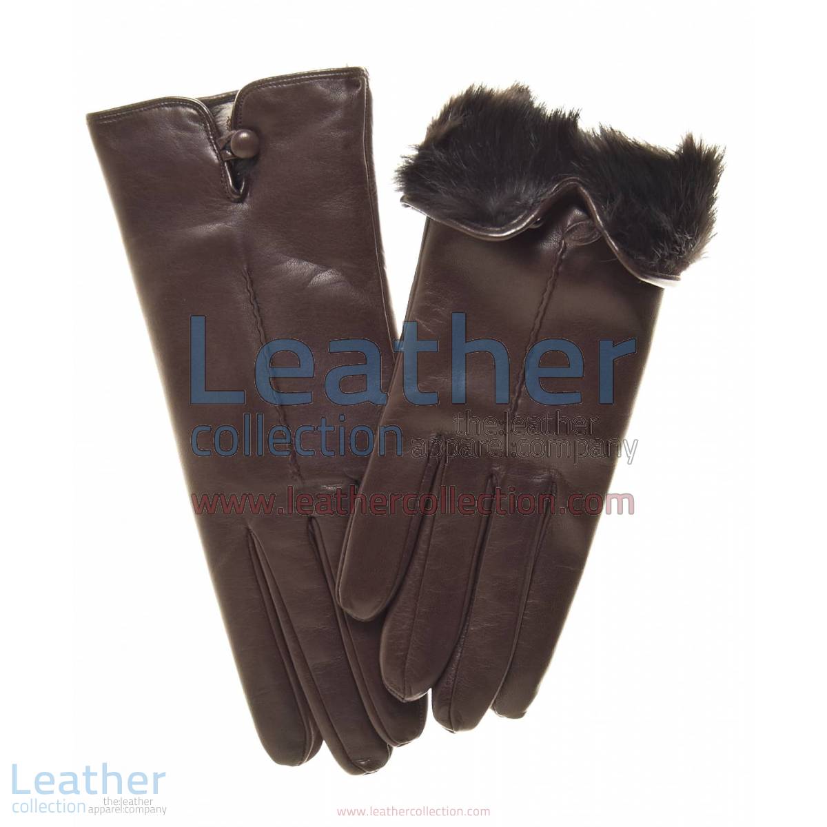 Fur Lined Leather Gloves Brown