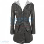 Hooded Leather 3/4 Length Coat Womens | hooded leather coat