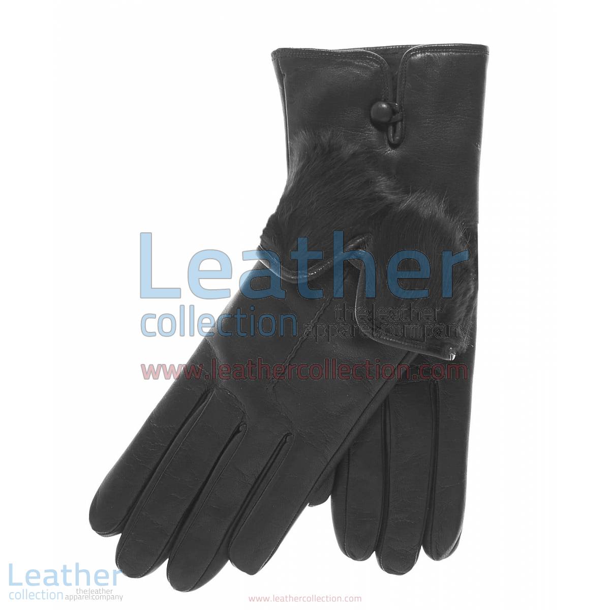 Ladies Fur Lined Gloves Black