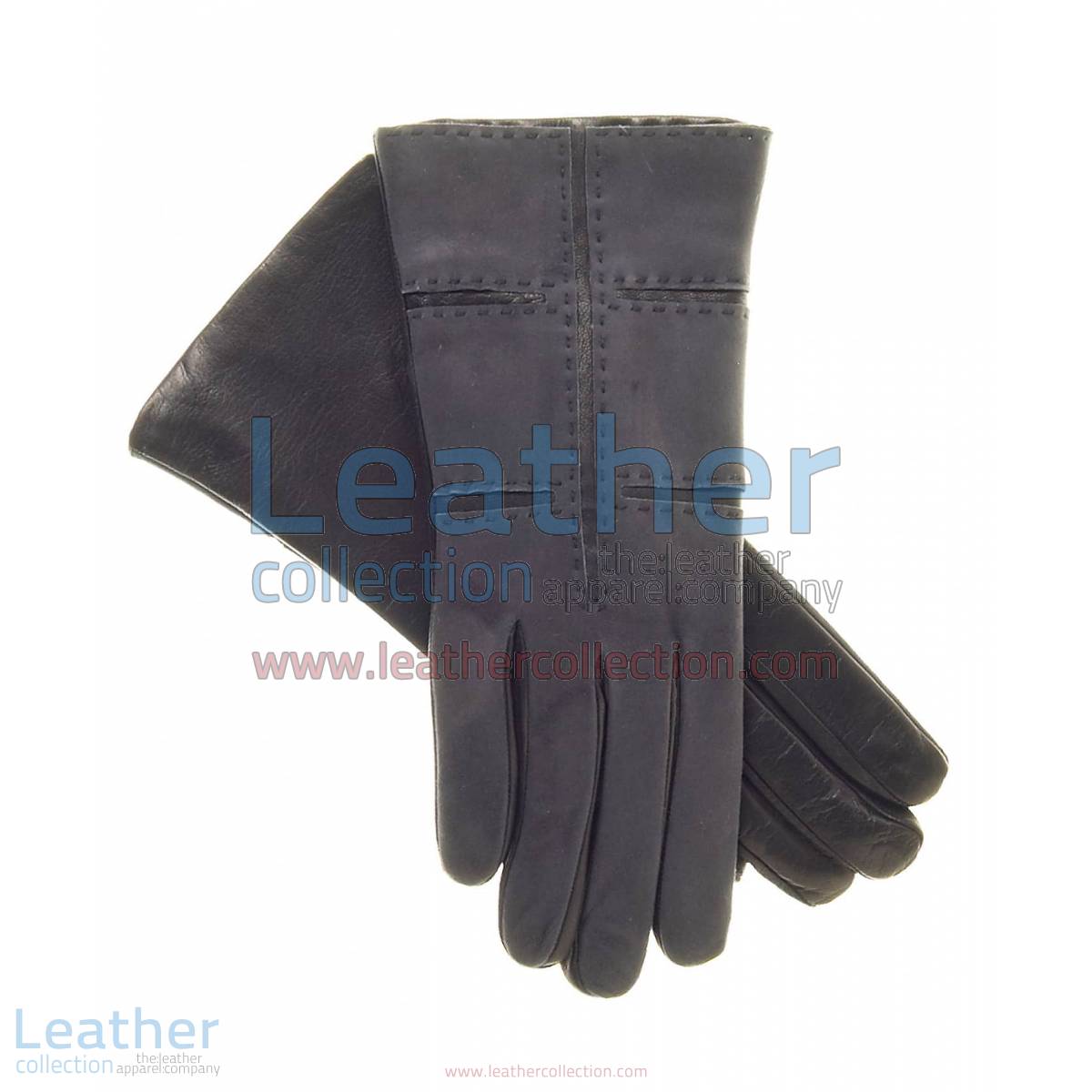 Ladies Grey Suede and Lamb Leather Gloves