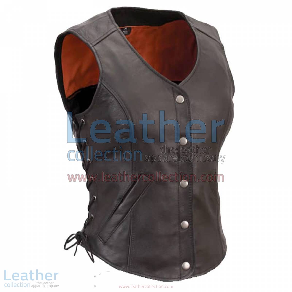 Ladies Motorcycle Leather Vest with Side Laces
