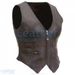 Ladies Motorcycle Leather Zipper Vest | leather zipper vest