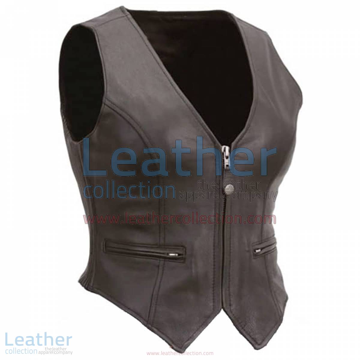 Ladies Motorcycle Leather Zipper Vest
