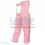 Ladies Pink Braided Leather Chaps | pink leather chaps