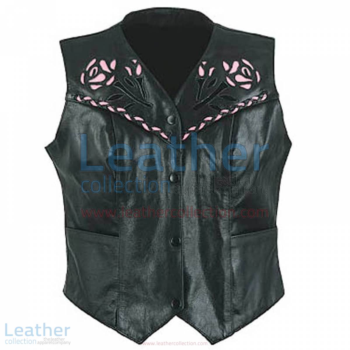 Ladies Rose Leather Vest
