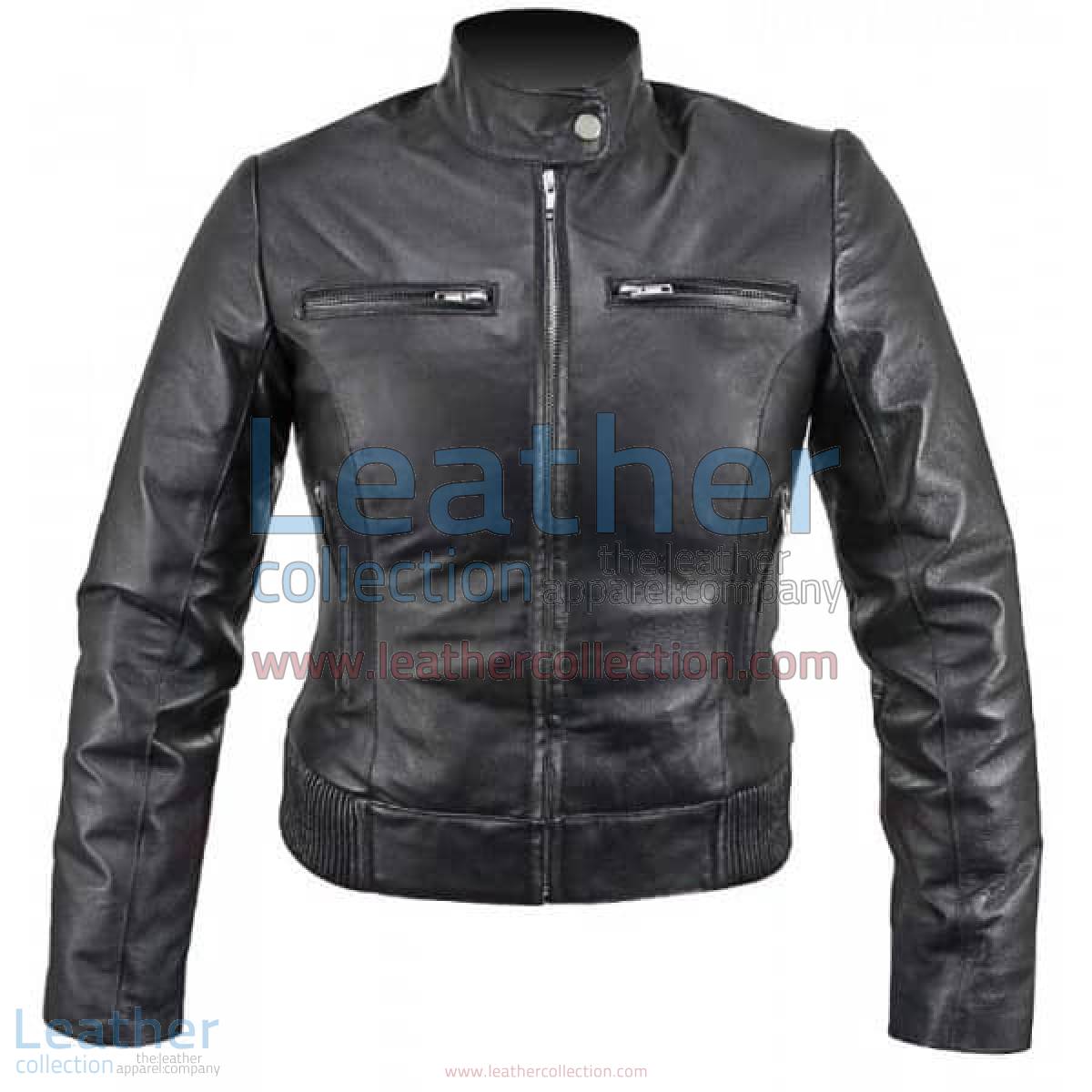 Ladies Waist Length Leather Jacket