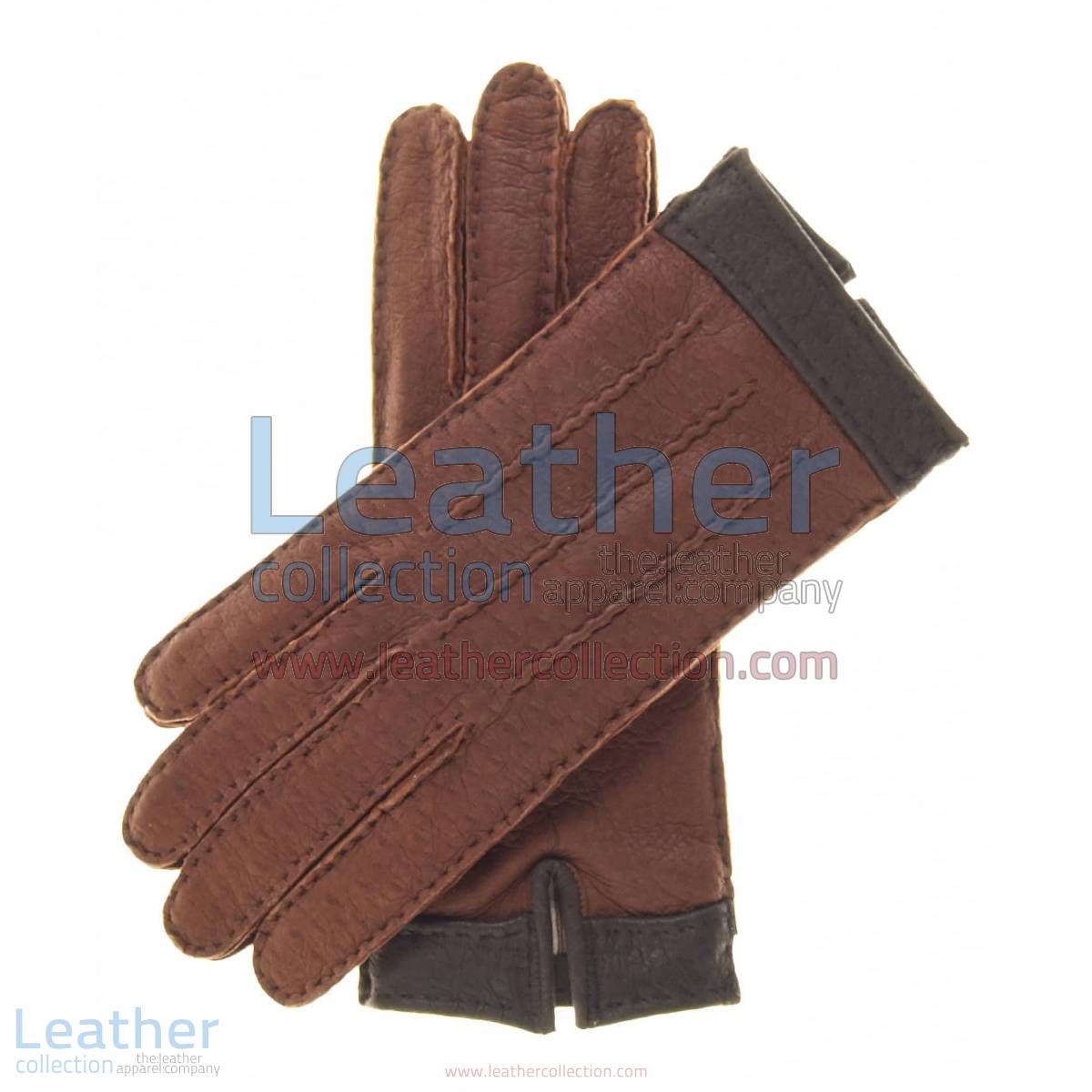 Ladies Cashmere Wool Lined Brown Lambskin Gloves