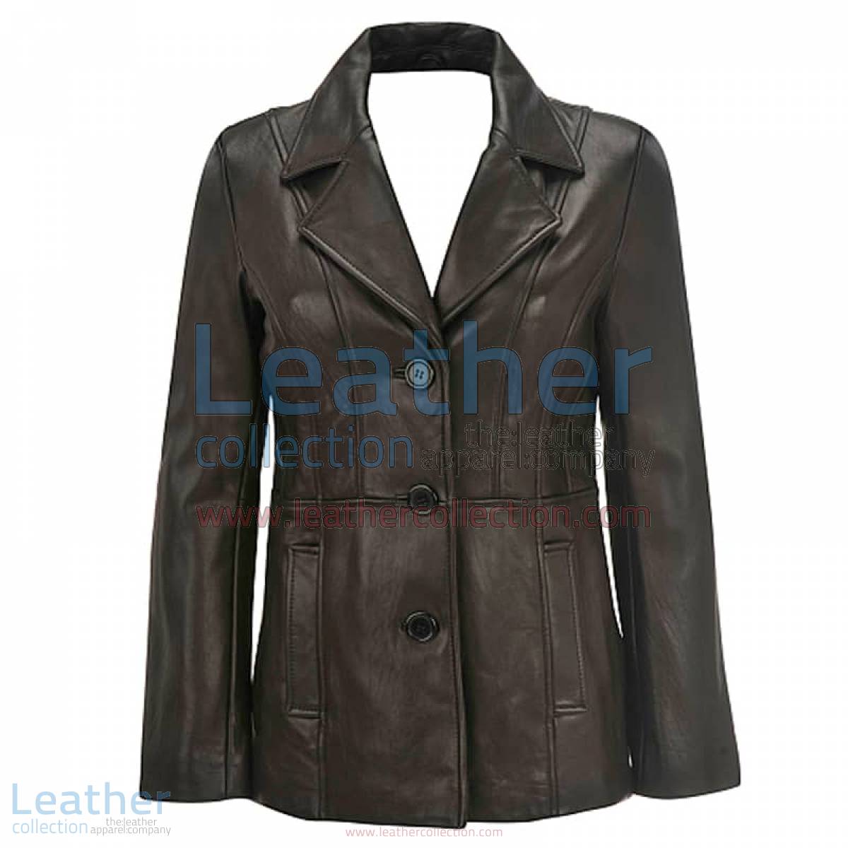 Leather 3 Button Blazer For Women