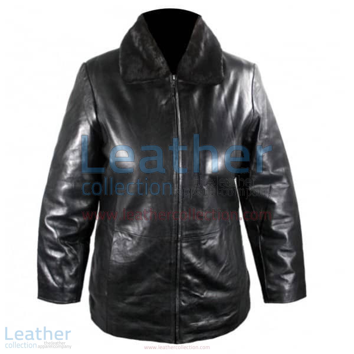 Leather Jacket With Fur Collar