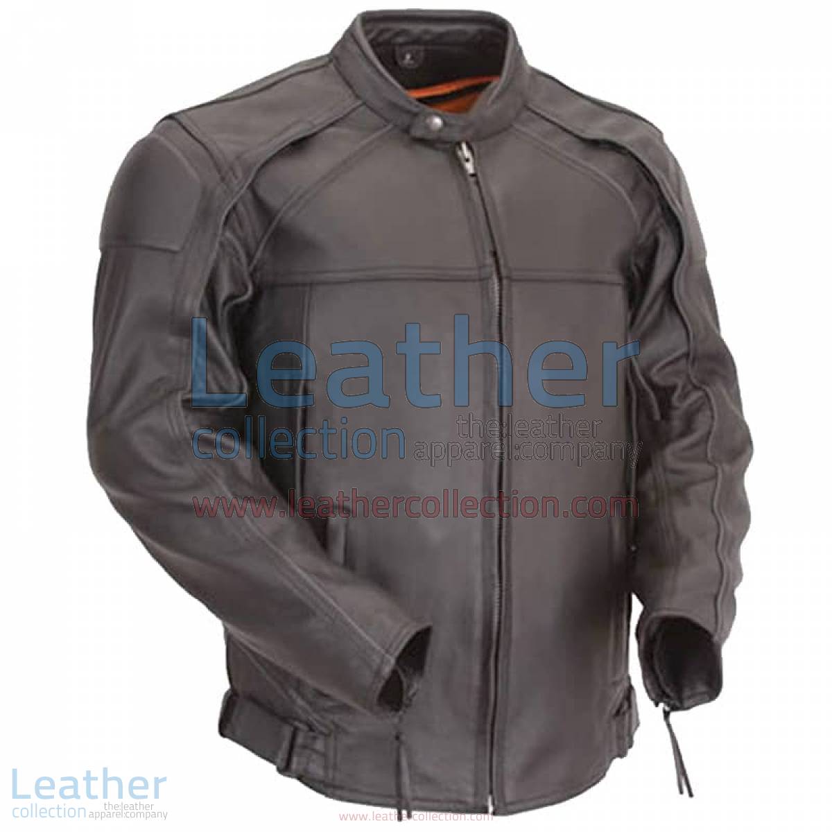 Leather Motorcycle Jacket with Reflective Piping