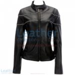 Leather Reflective Piping Jacket Black | piping jacket