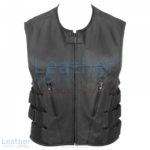 Leather Rider Vest with Velcro Side Straps | rider vest