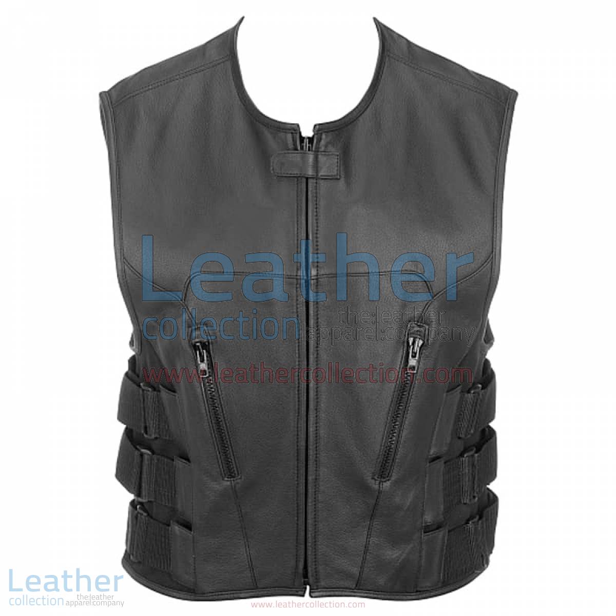 Leather Rider Vest with Velcro Side Straps