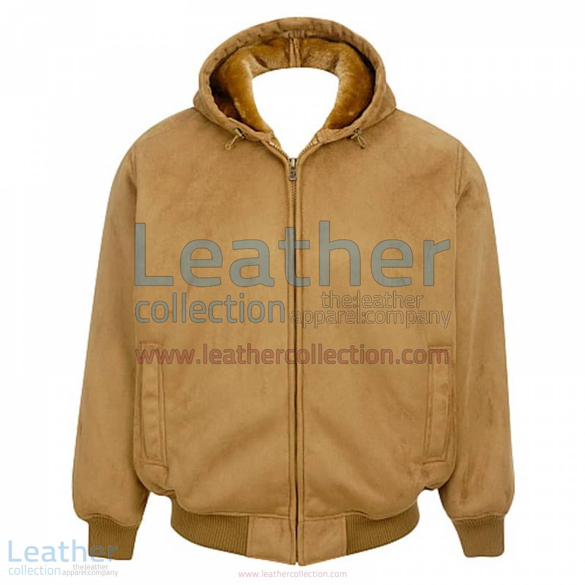 Leather Shearling Hooded Bomber