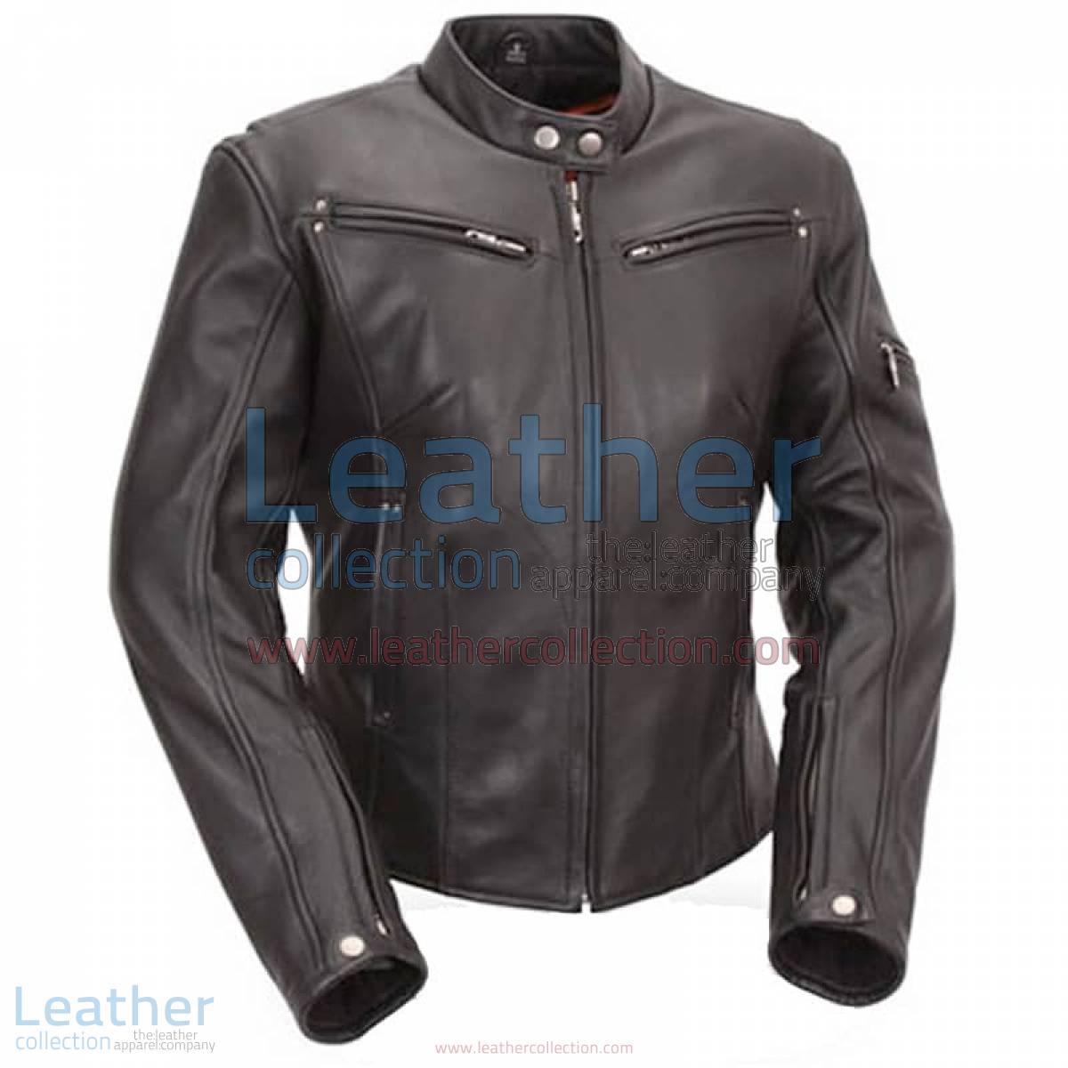 Leather Touring Jacket with Scooter Collar & Multiple Vents