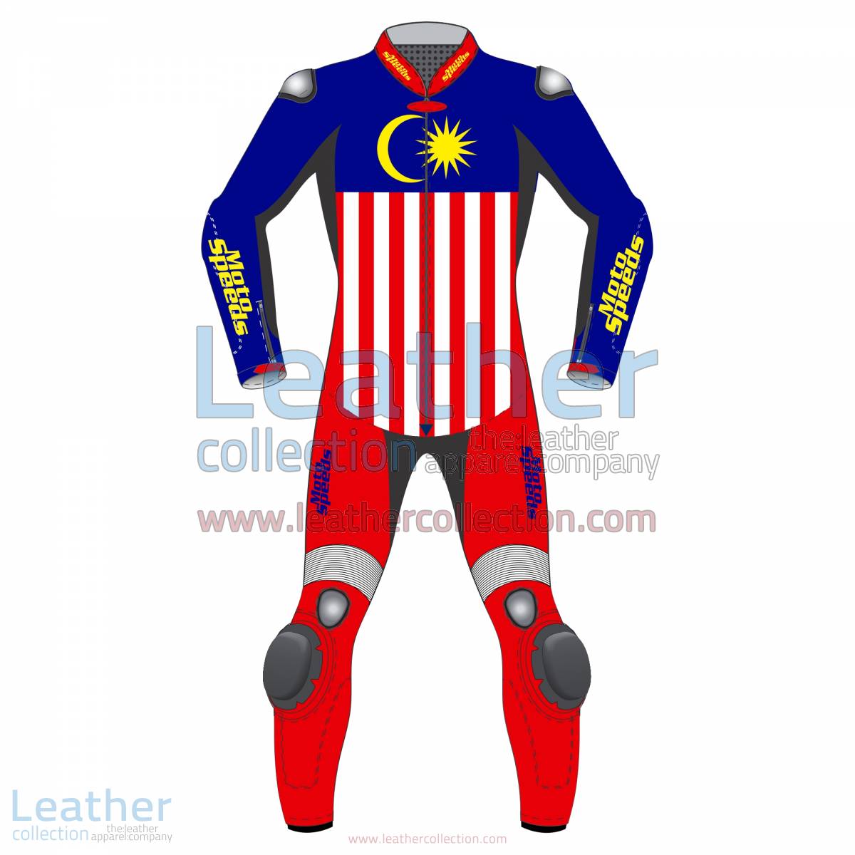 Malaysia Flag Leather Motorbike Suit