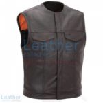 Men Leather Vest with Concealed Snap Front Closure | men leather vest