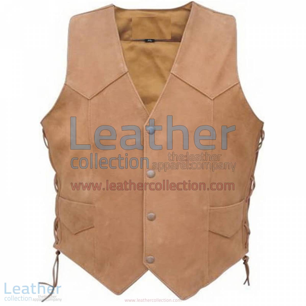 Men's Side Lace Gun Pocket Leather Vest