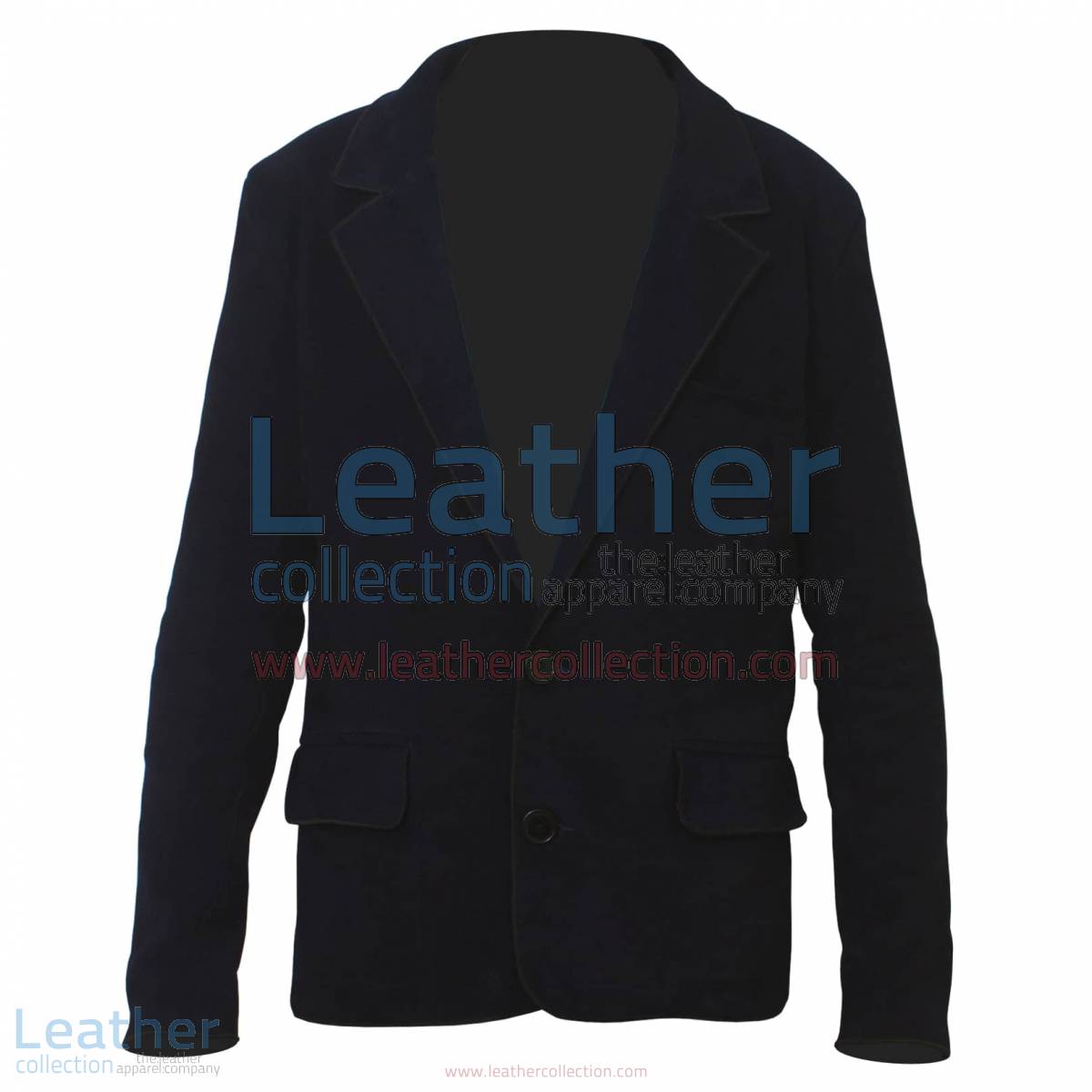 Navy Suede Fashion Leather Blazer