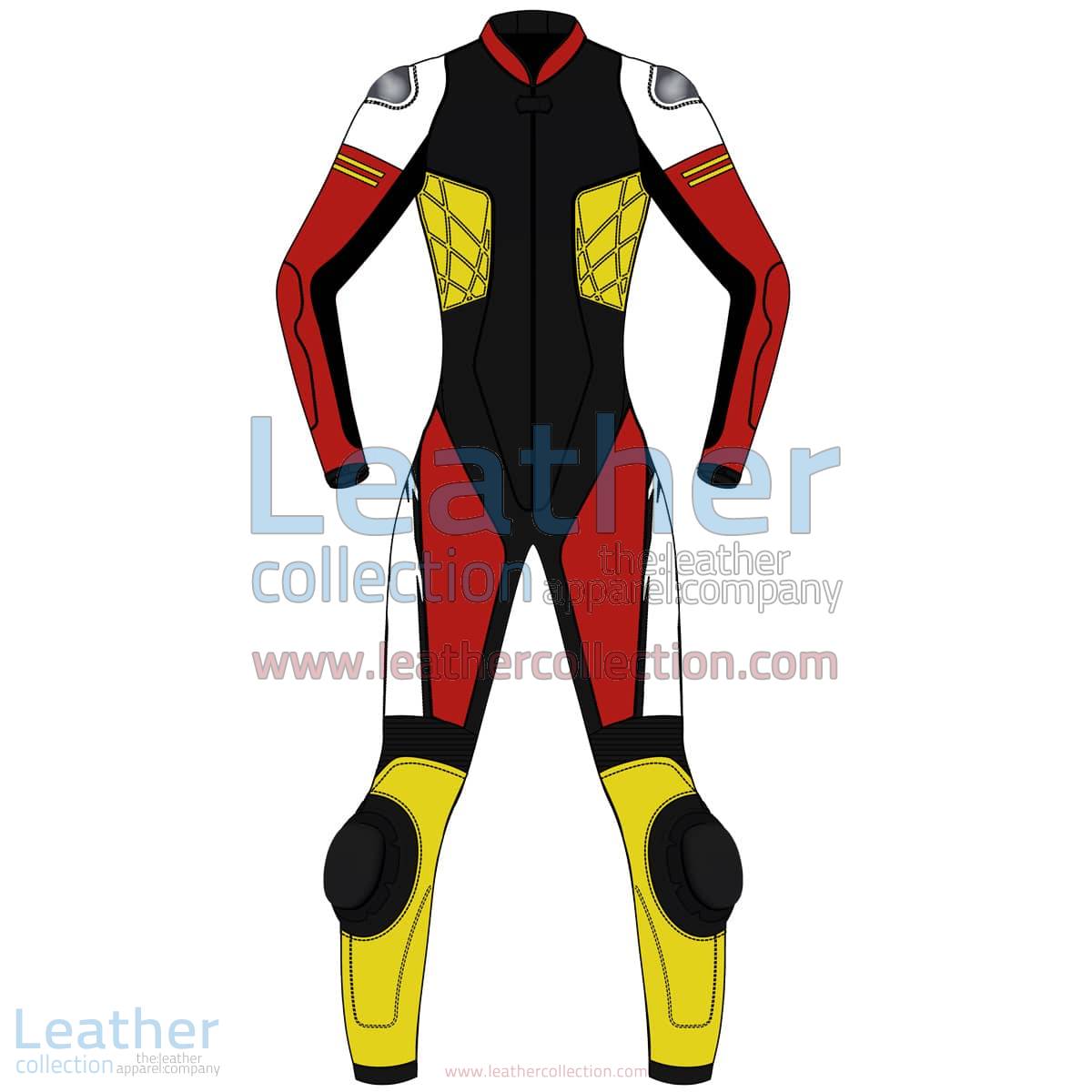 Quad Color One-Piece Motorbike Leather Suit For Women