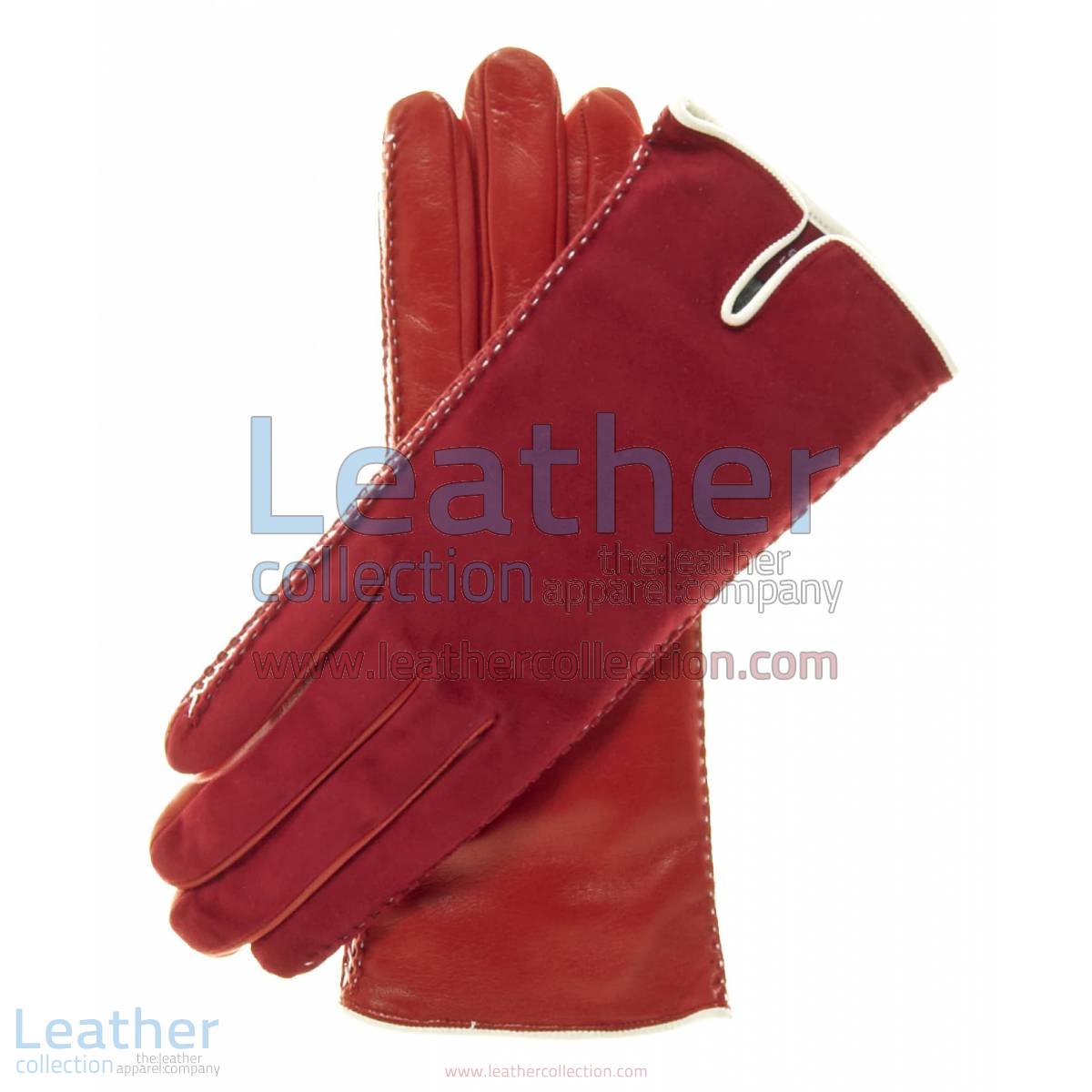 Red Suede Ladies Lambskin Gloves
