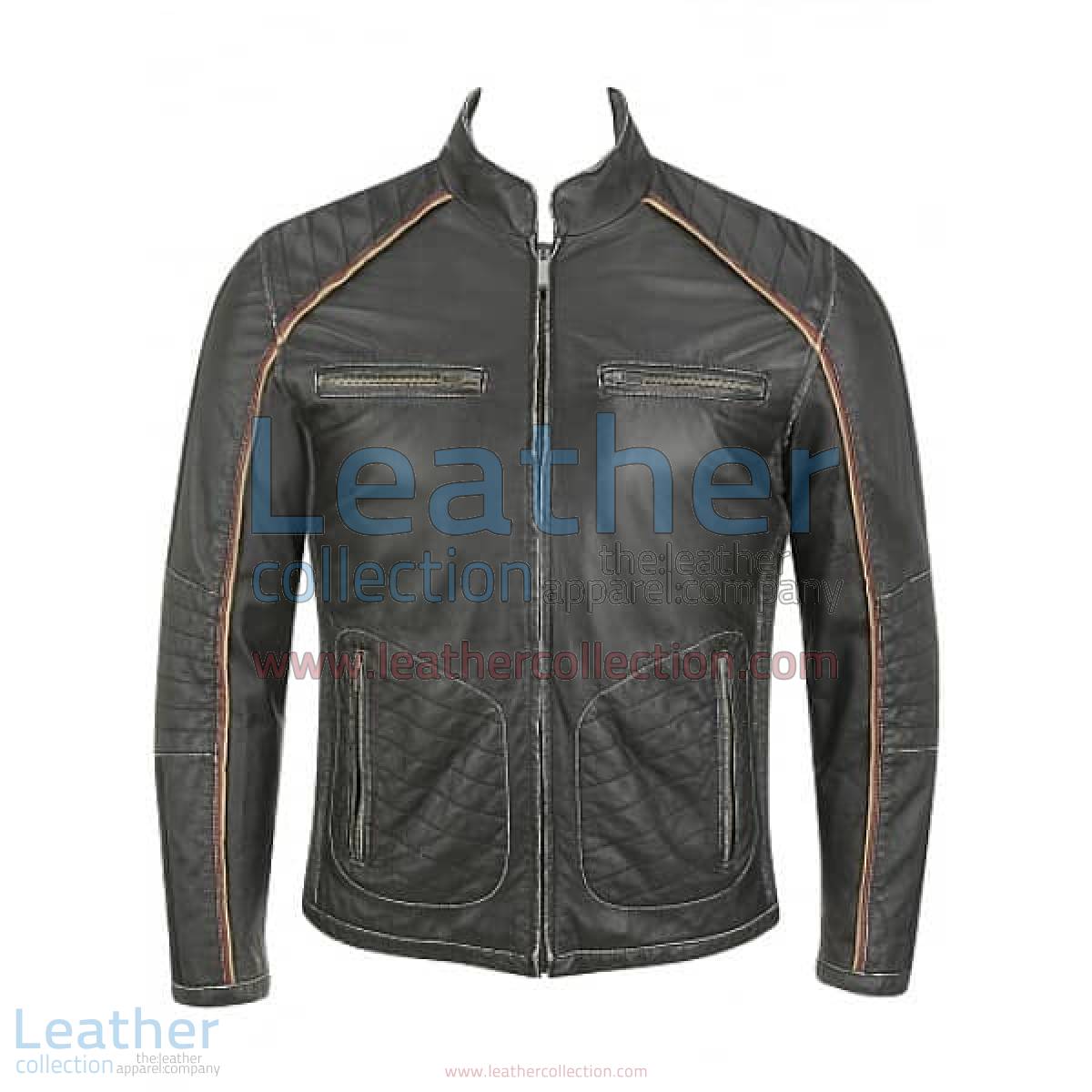 Semi Motorbike Casual Leather Piping Jacket